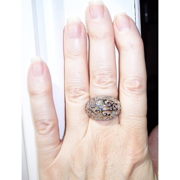 STAINLESS STEEL Open Work Design Dome Ring - Picture 3 of 14